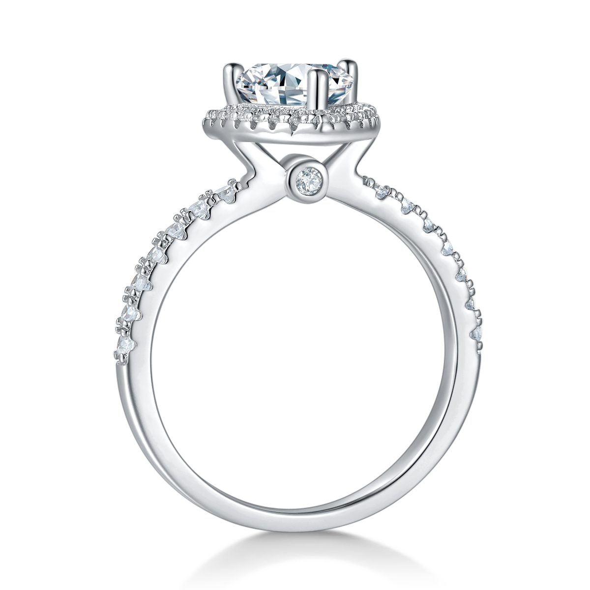 Light luxury triangle S925 silver plated white gold moissanite diamond women's ring 1.0 carat D-grade